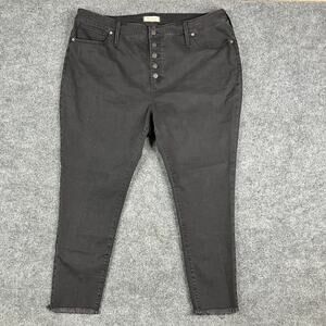 Madewell Womens Jeans Size 37P Black High-Rise Curvy Skinny Stretch Button Fly